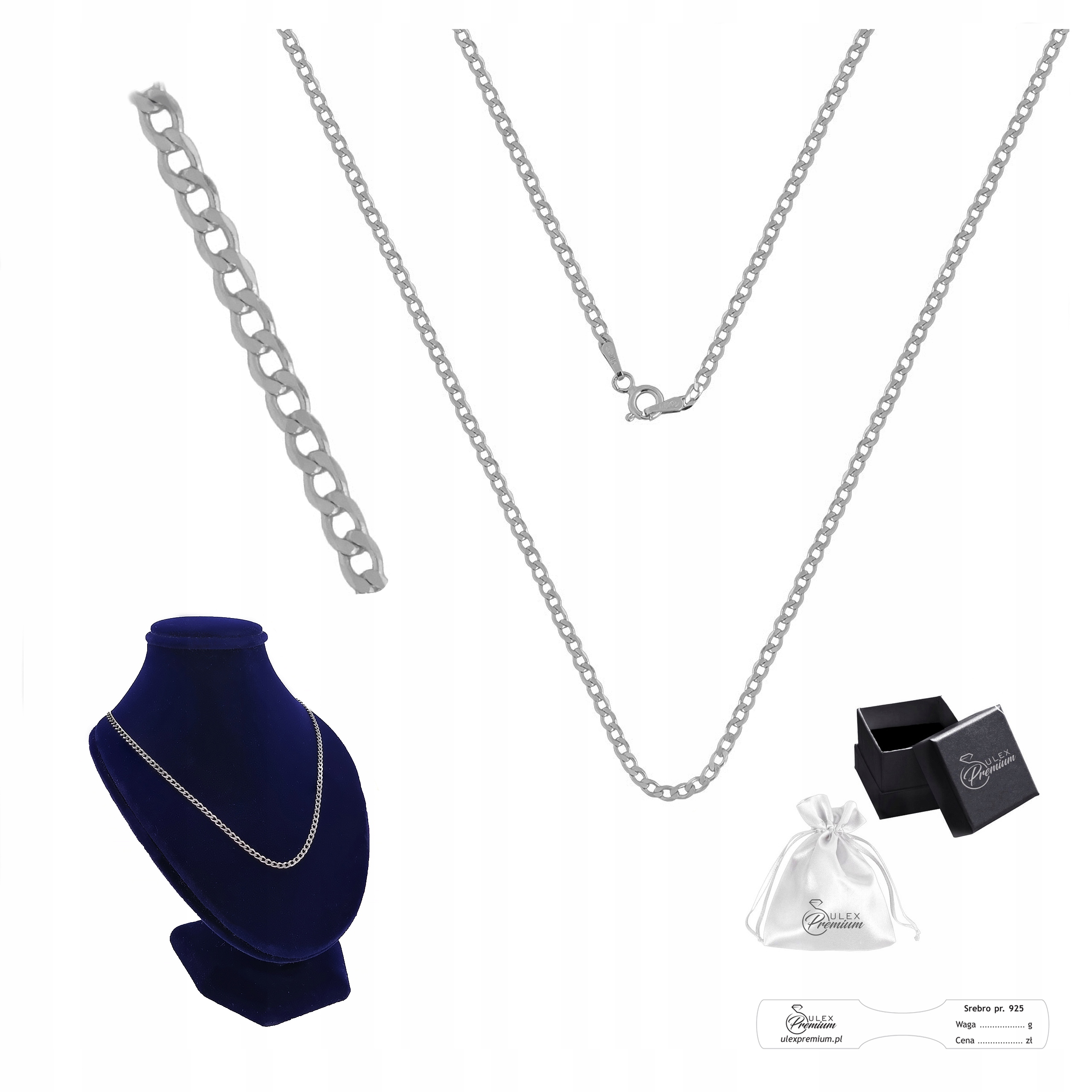 Rhodiovaný dámský Řetízek Pancíř stříbro 925 pro přívěsky 45 cm x 2.2 mm