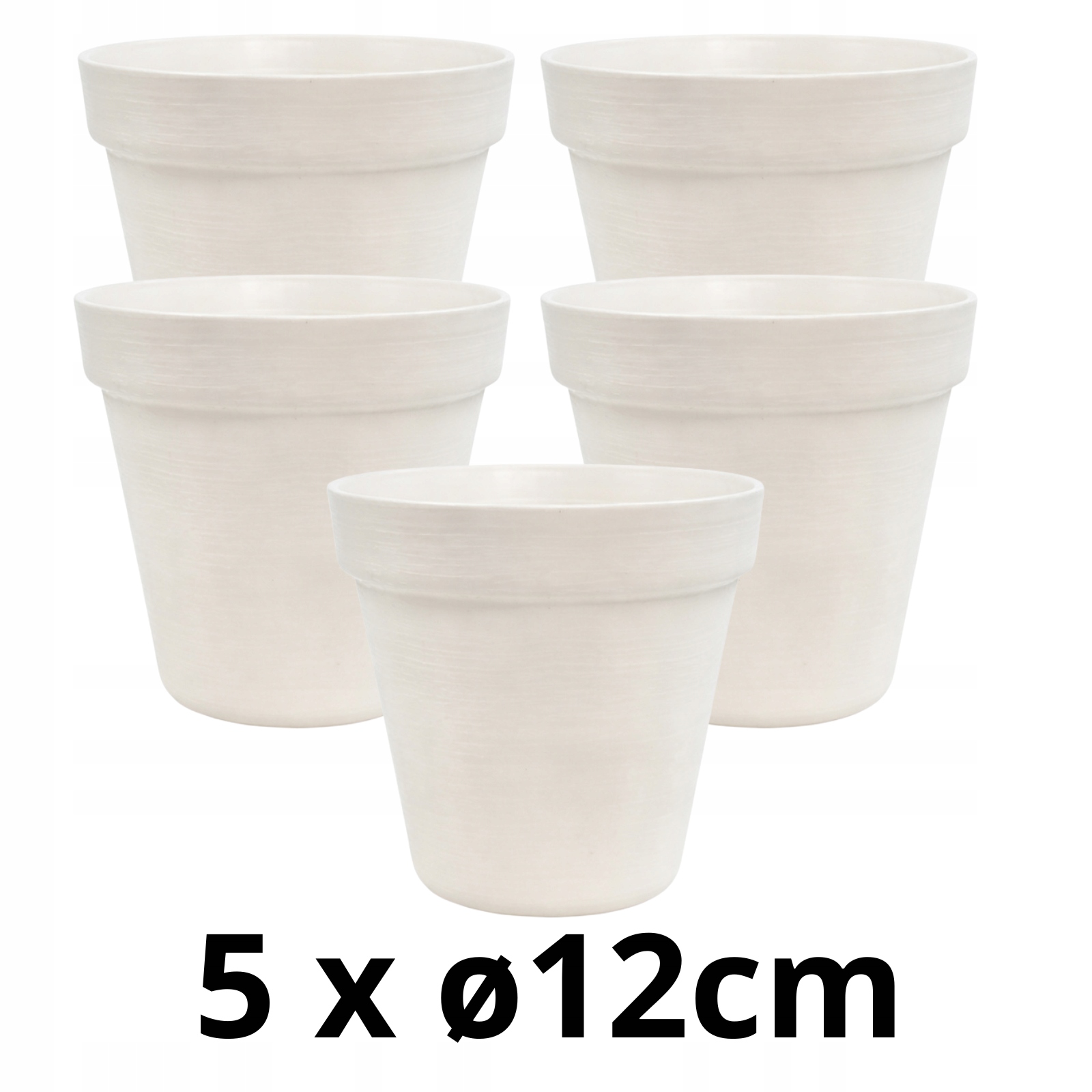 5 X Doniczka w Stylu LOFT 12 cm, 740ml, Eko, UV Odporna, Biały