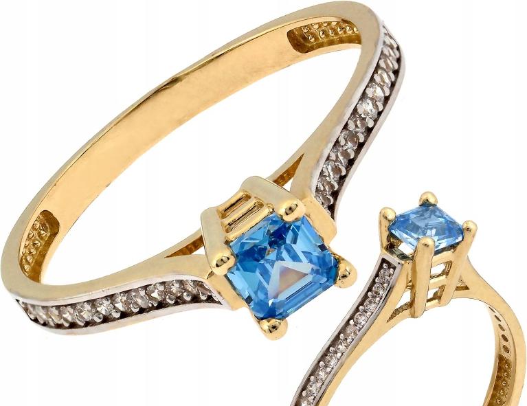 Luxusní zlatý prstýnek 585 s modrým drahokamem, zlato r13, jako dárek