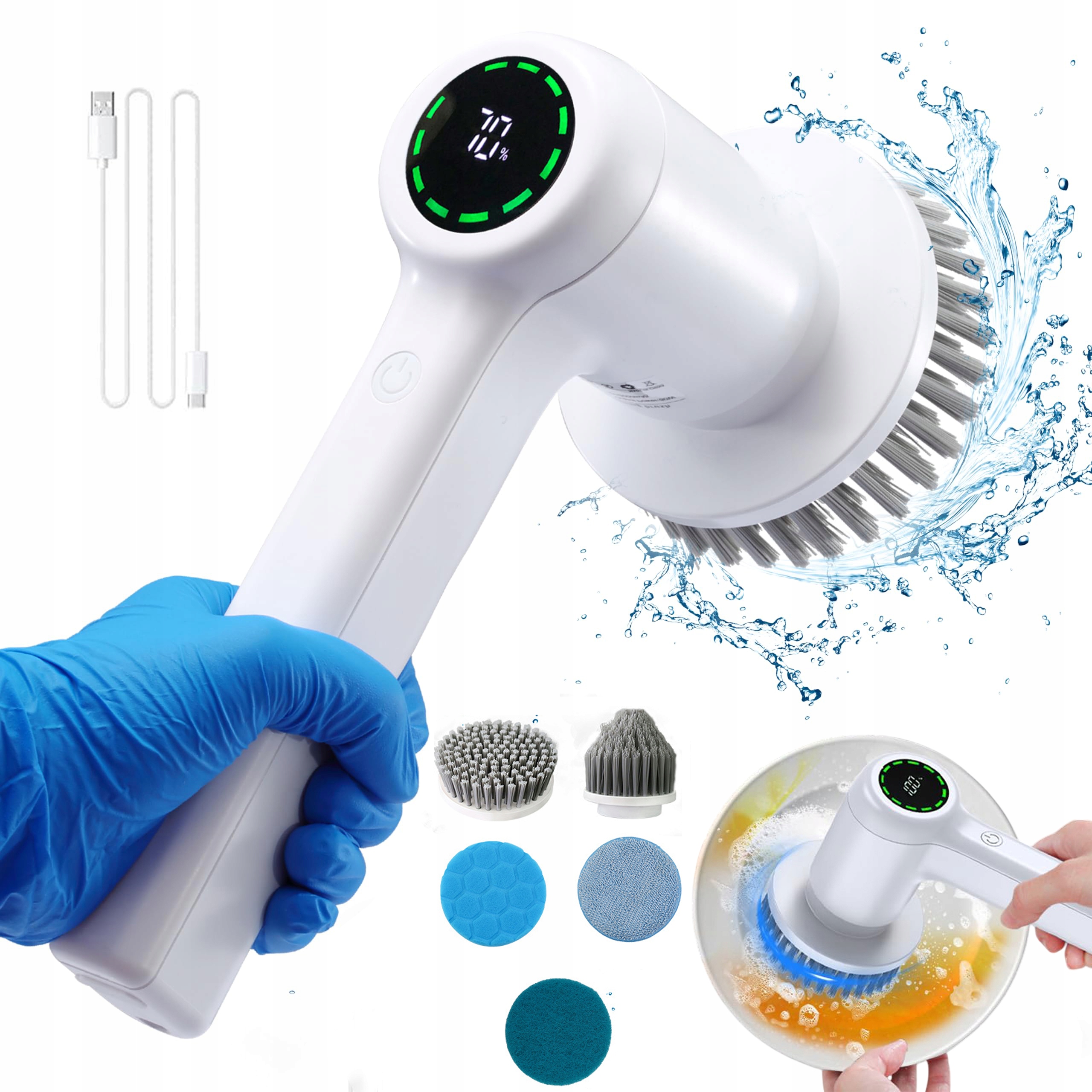 Levně Elektrický Rotační Čisticí Kartáč 6V1 Bezdrátový Výkonný Mop