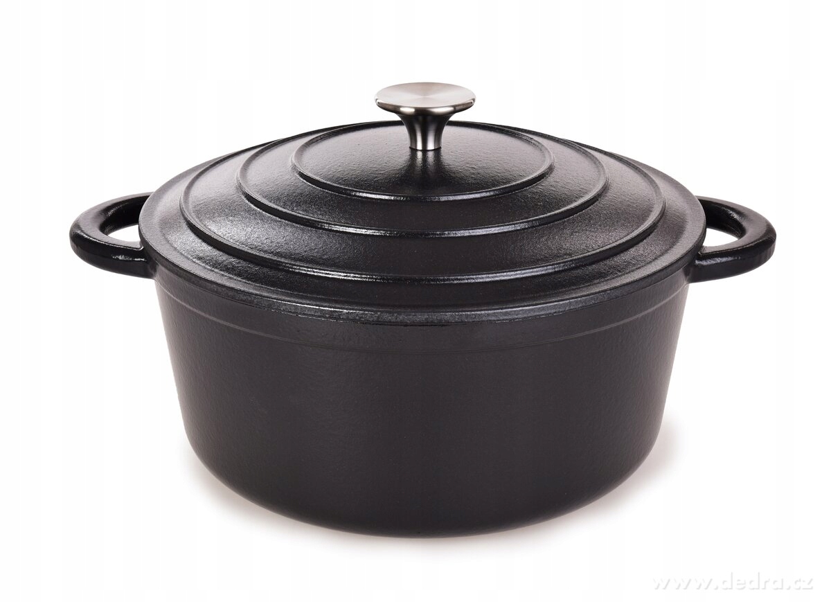 Litinový hrnec se samopodlévací poklicí Dedra Iron Massive, 4,5 l, černý