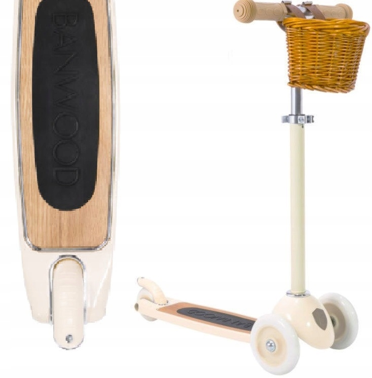 Hulajnoga Banwood +wiklinowy Kosz do 50 kg Regul Wys 3 lata+ Cream beżowa