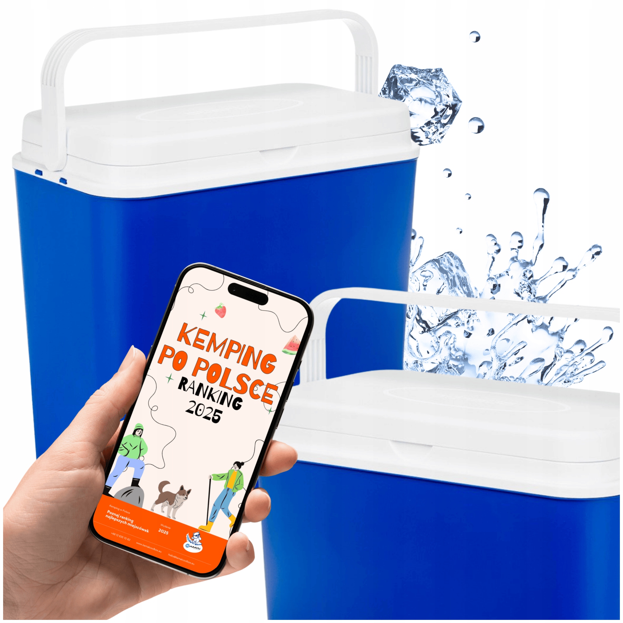 Lodówka turystyczna Na Wkłady Mrożące Pojemna 30L niebieska na wakacje