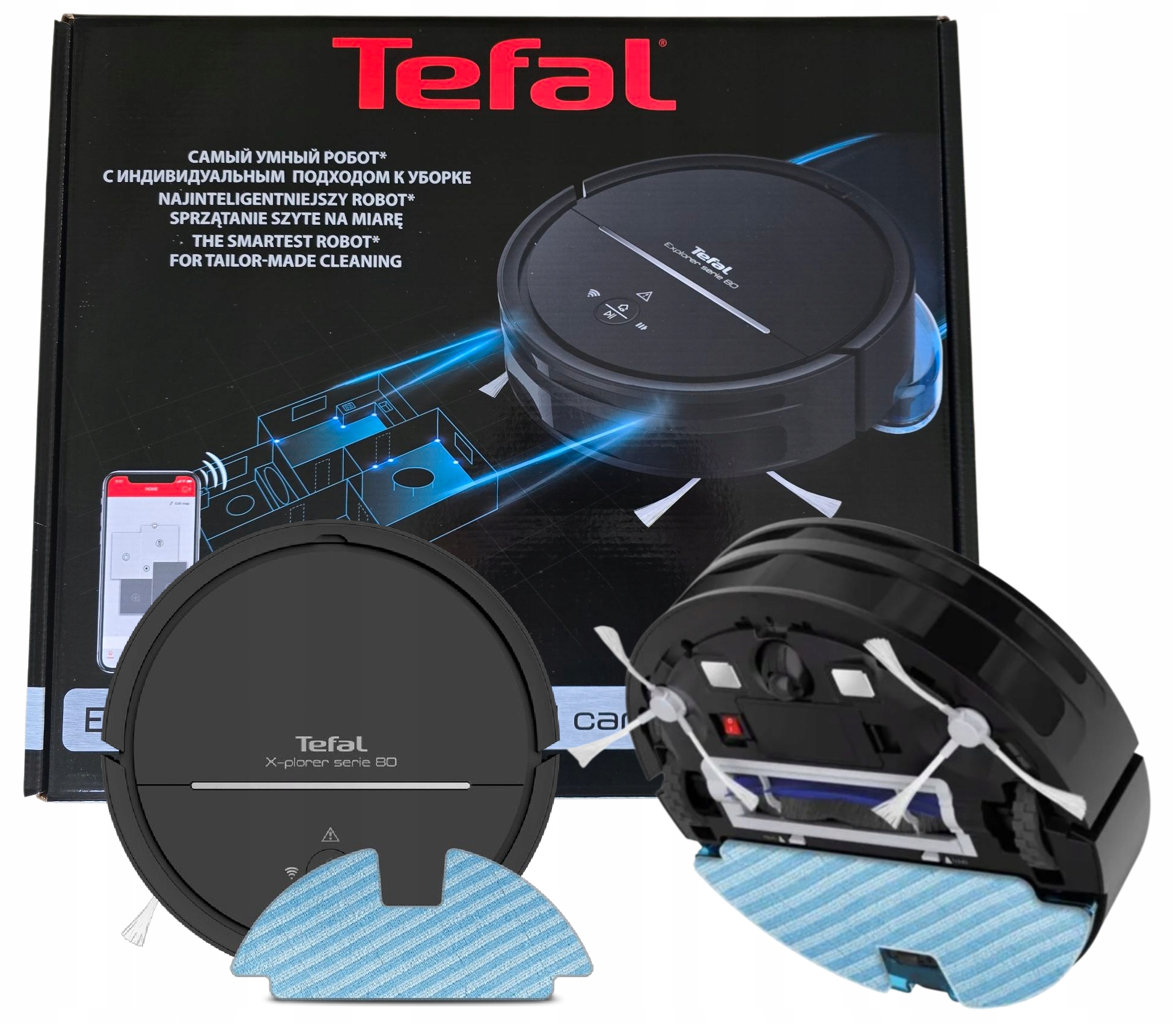 Robot odkurzacz sprzątający Mopujący Tefal Explorer S80 total care RG7765