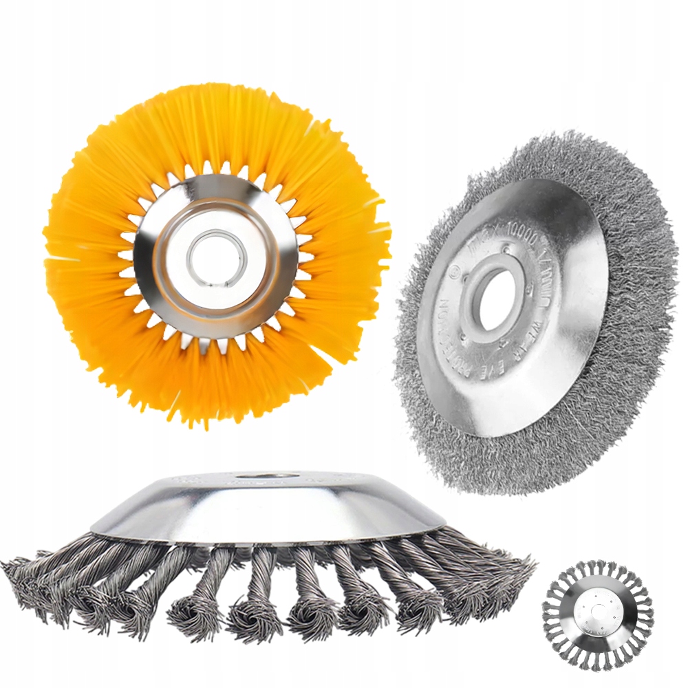 TARCZA SZCZOTKA DRUCIANA DRUCIAK DO KOSY SPALINOWEJ CHWASTÓW 8 CALI 3 SZT Długość 1 m