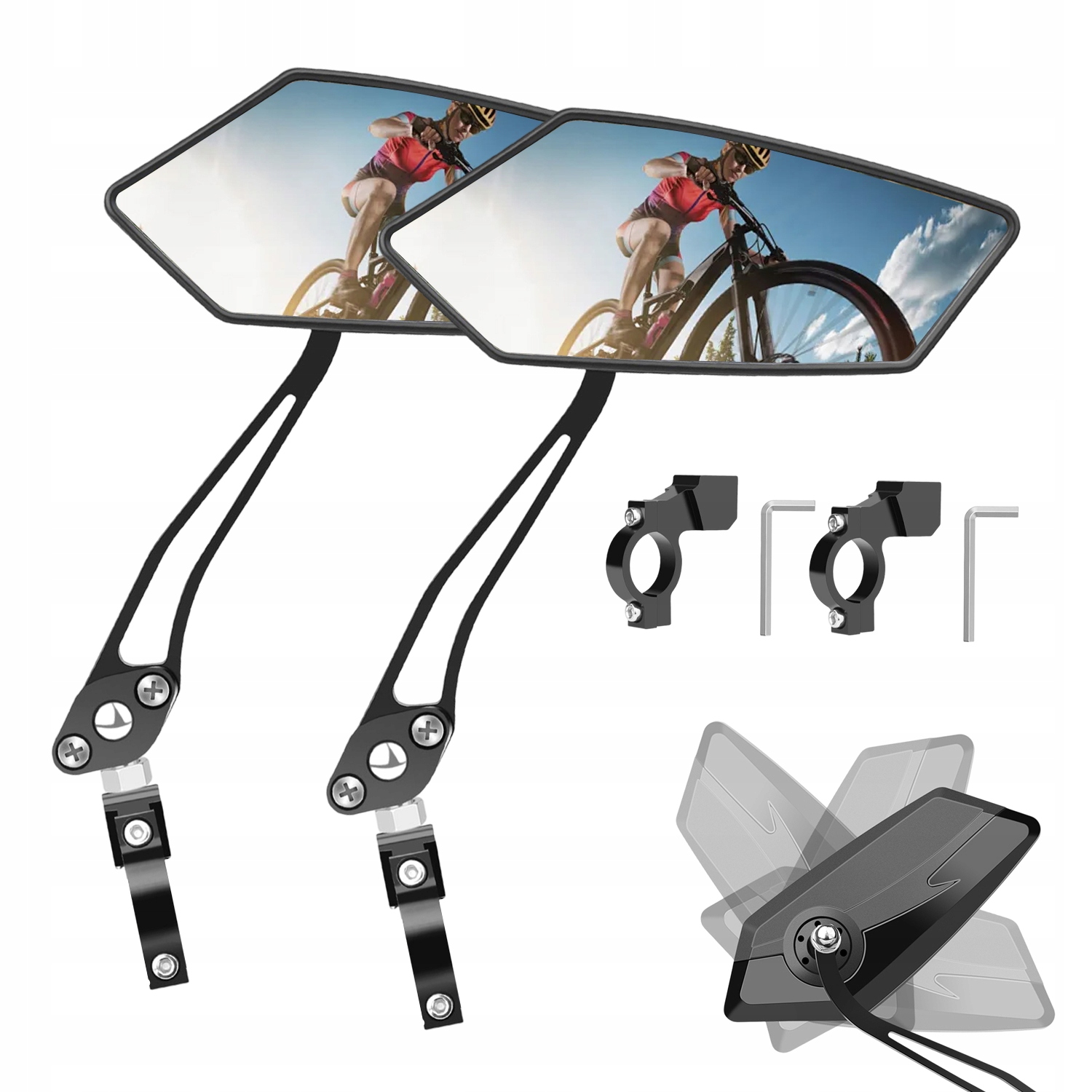 Lusterka 360° Rowerów Motocykl Skuterów Komplet Uniwersalne 22-26MM +zacisk
