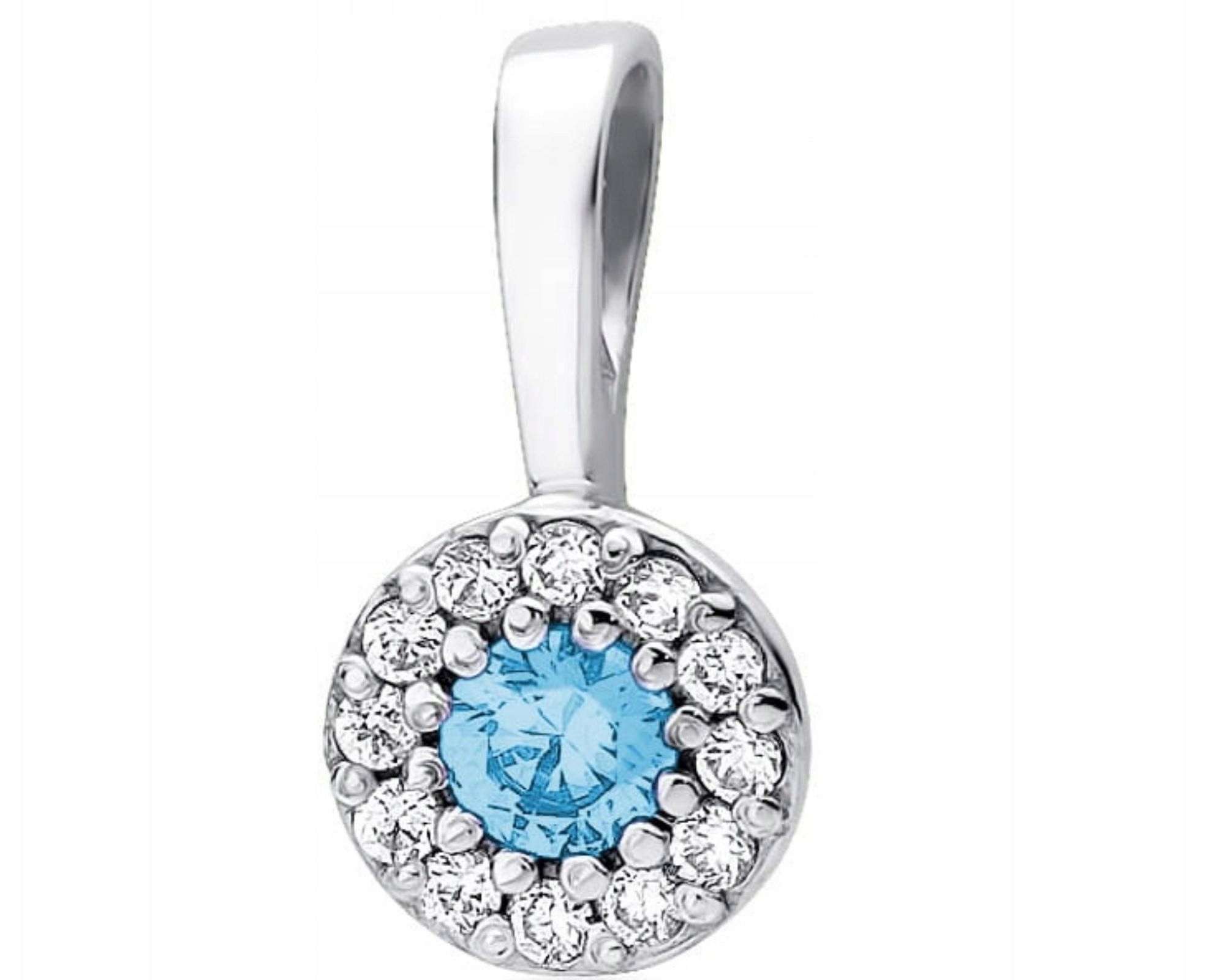 Přívěsek Bílé Zlato Topaz A Diamanty 585 Gravírování