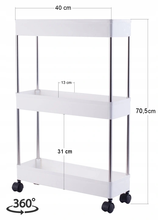SZAFKA MOBILNA NA KÓŁKACH PÓŁKA REGAŁ ŁAZIENKOWY 3 Kod producenta S8061-3 STAL