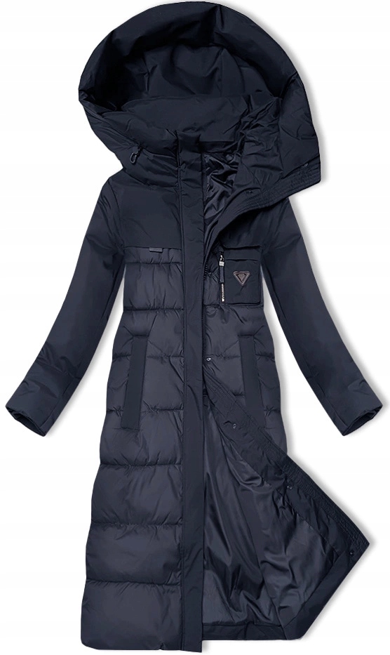 Prošívaná Dlouhá Bunda 7820 Námořnická Modrá 52