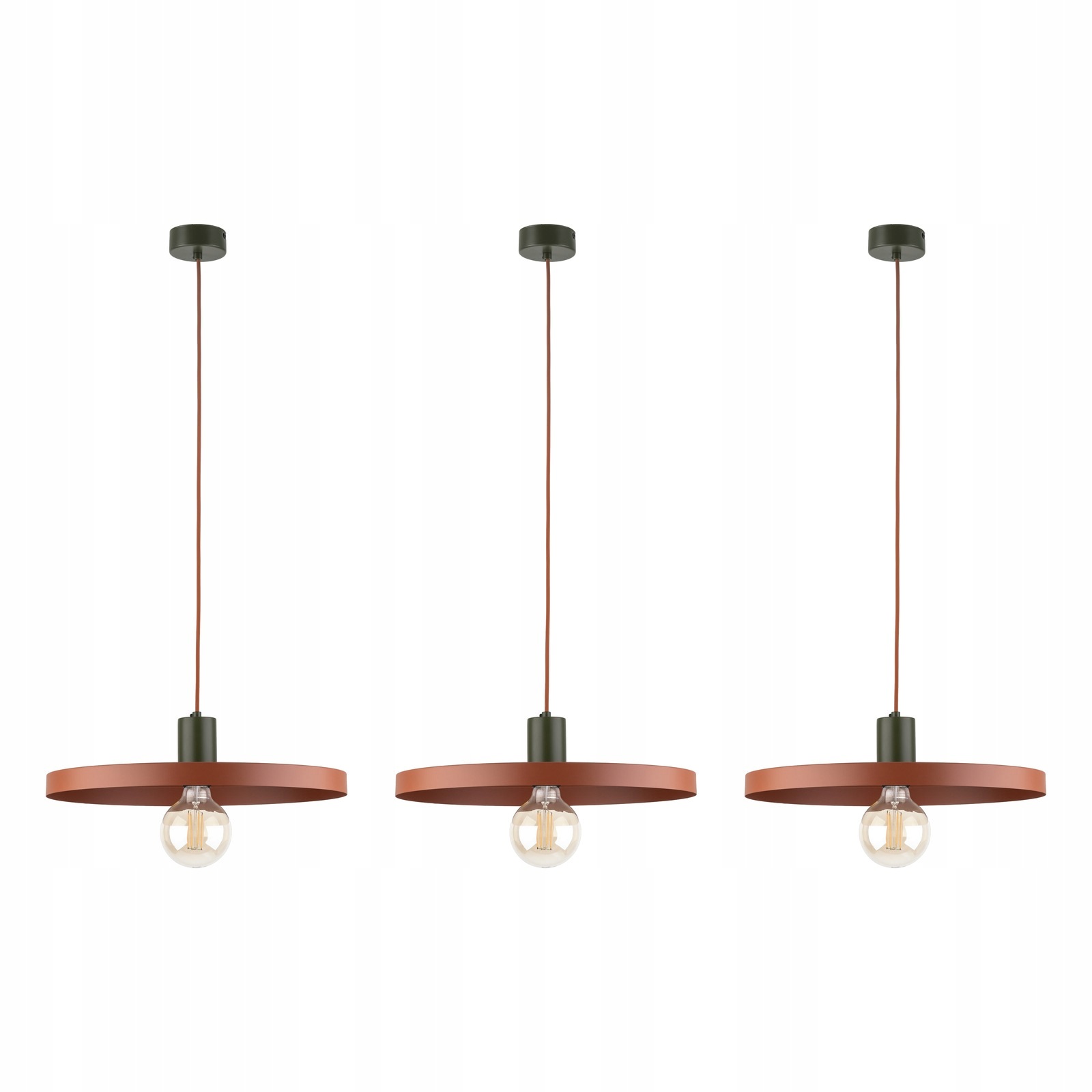 Tk Lighting Sada 3x Závěsná Stropní Svítidlo Hnědá Sila 40 cm E27 Kov