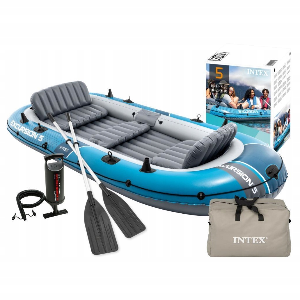 Raft 5 5-místná pumpa 2 pádla taška Intex 66325