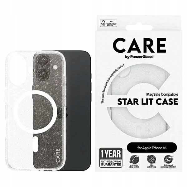 Pouzdro Care by PanzerGlass Flagship Star Lit Case s MagSafe pro iPhone 16, bílé