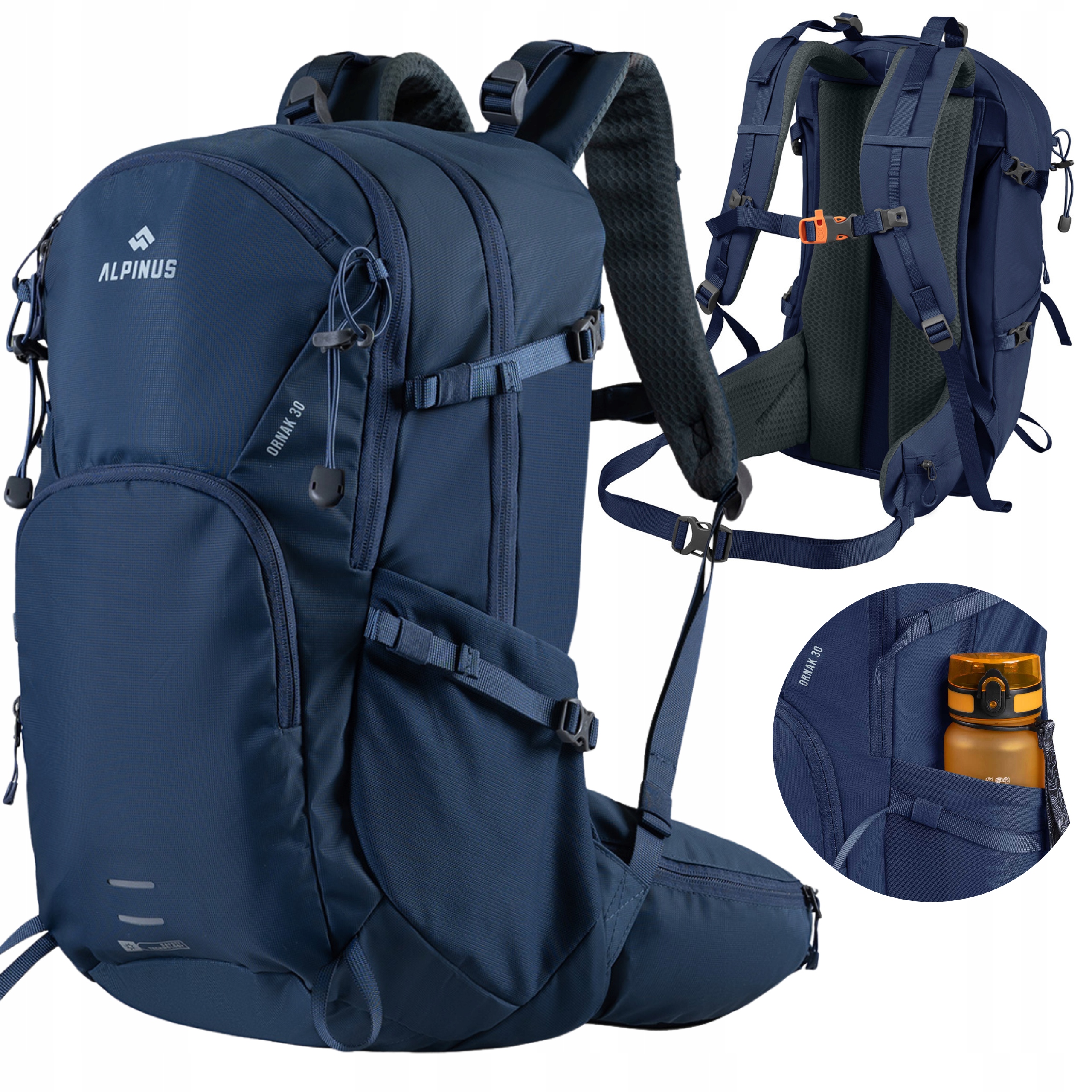 Alpinus Plecak Trekkingowy Turystyczny Sportowy Pokrowiec Ornak 30L