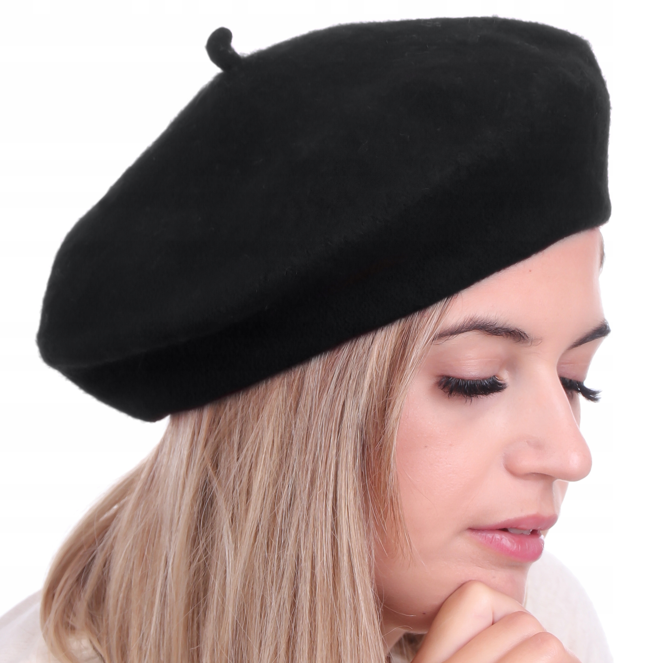 

Beret z antenką damski w stylu francuskim wełniany