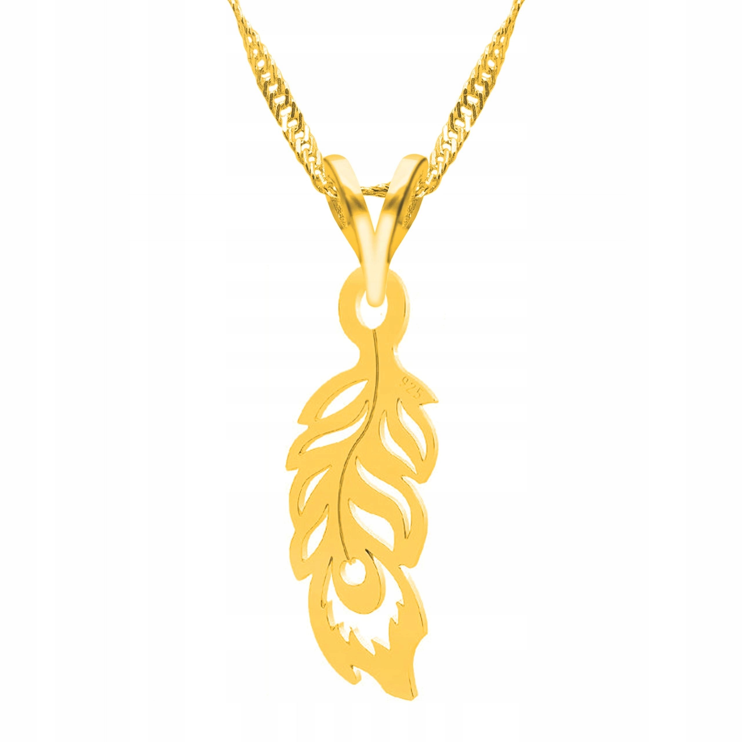 Zlatý náhrdelník s pavím perem Paví pero Stříbro 925