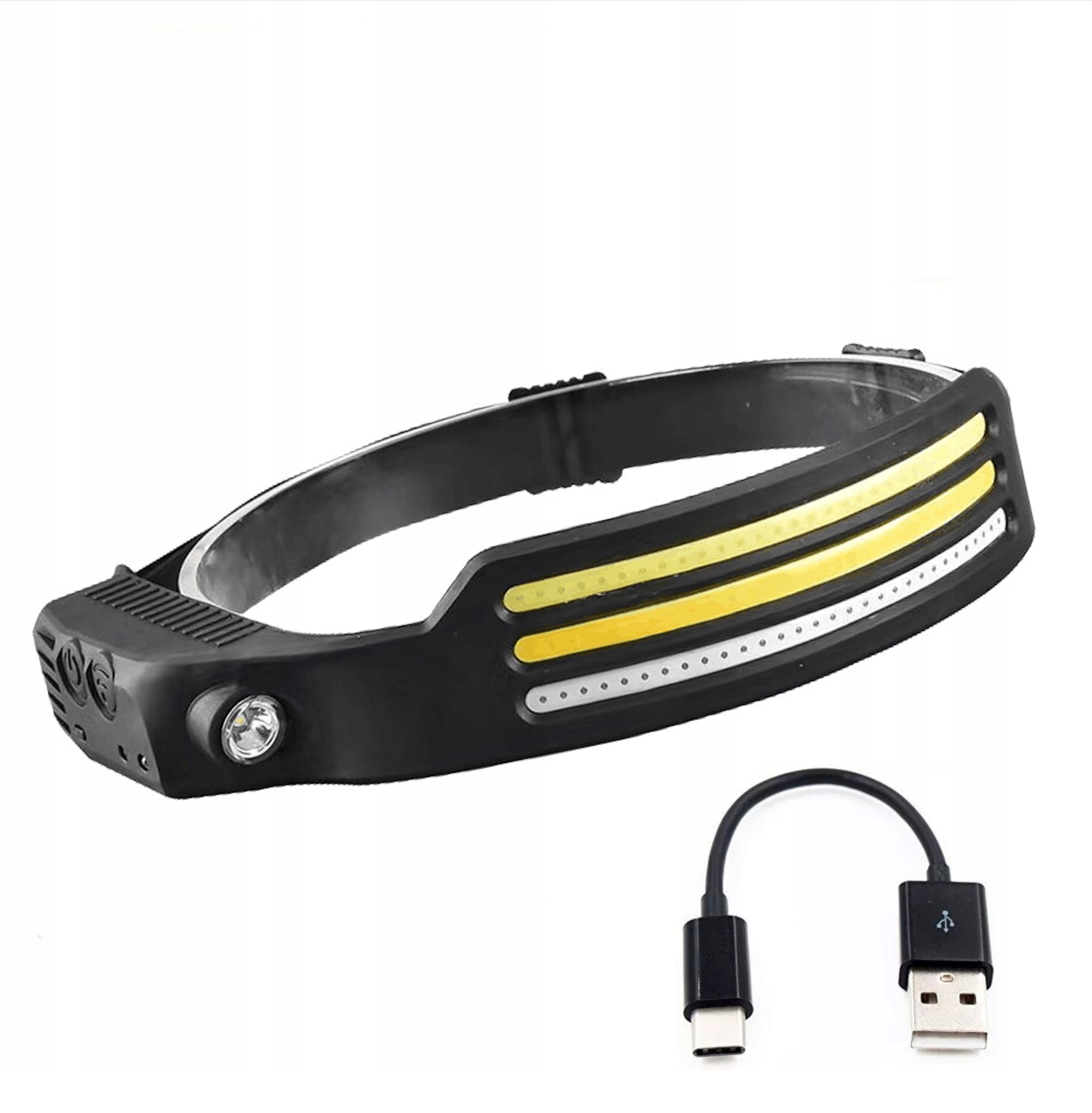 Latarka Czołowa Led 600 lm akumulatorowa 6 trybów wodoodporna Usb Czarna