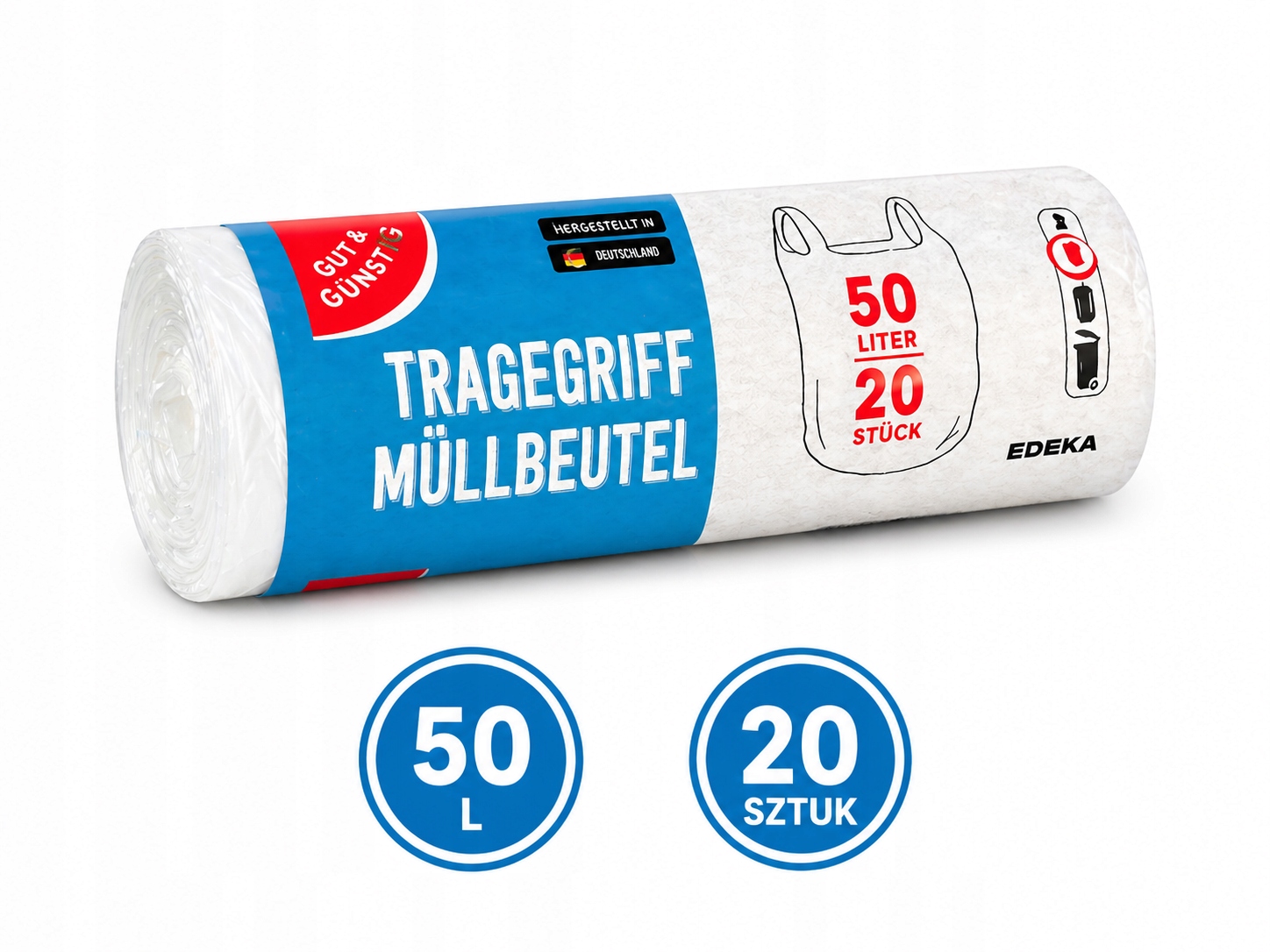 Worki na śmieci 20szt. x 50L uniwersalne
