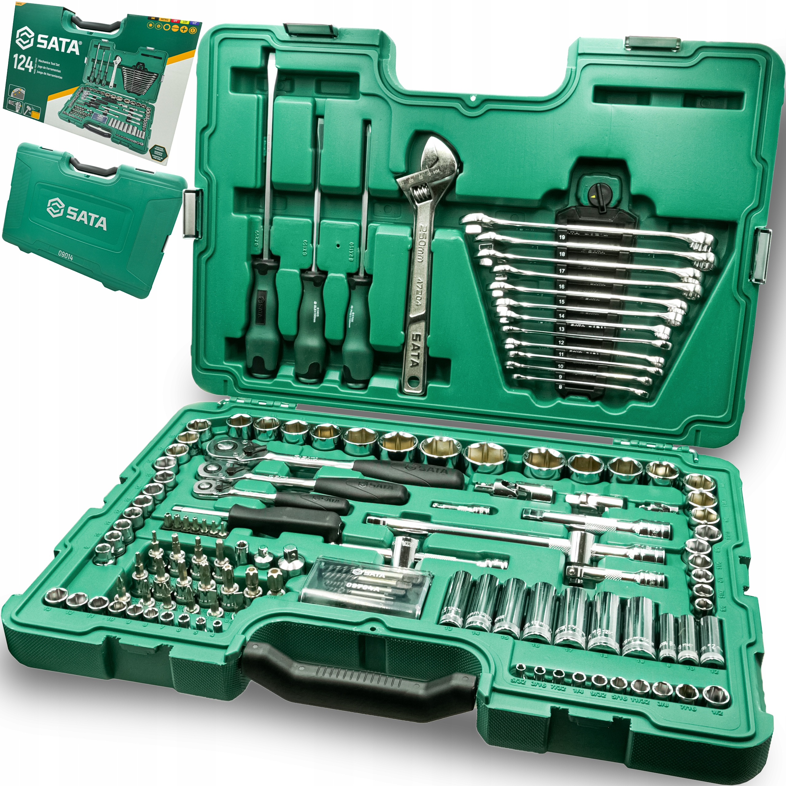 Sada Metrických Palcových Kľúčov 1/4" 3/8" 1/2" 124 Ks Sata