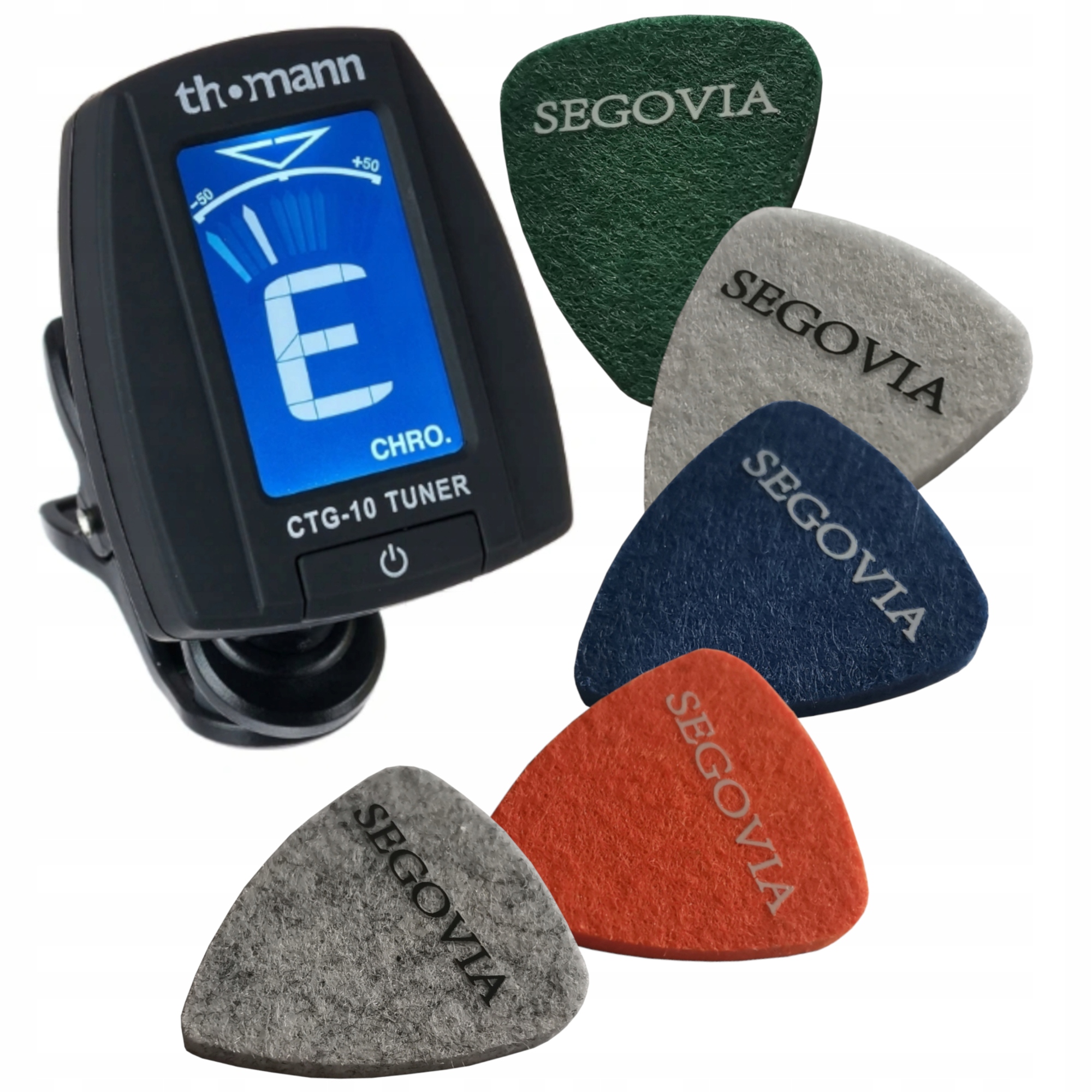 CTG-10 Tuner do ukulele Thomann + kostki filcowe 5 szt. Segovia