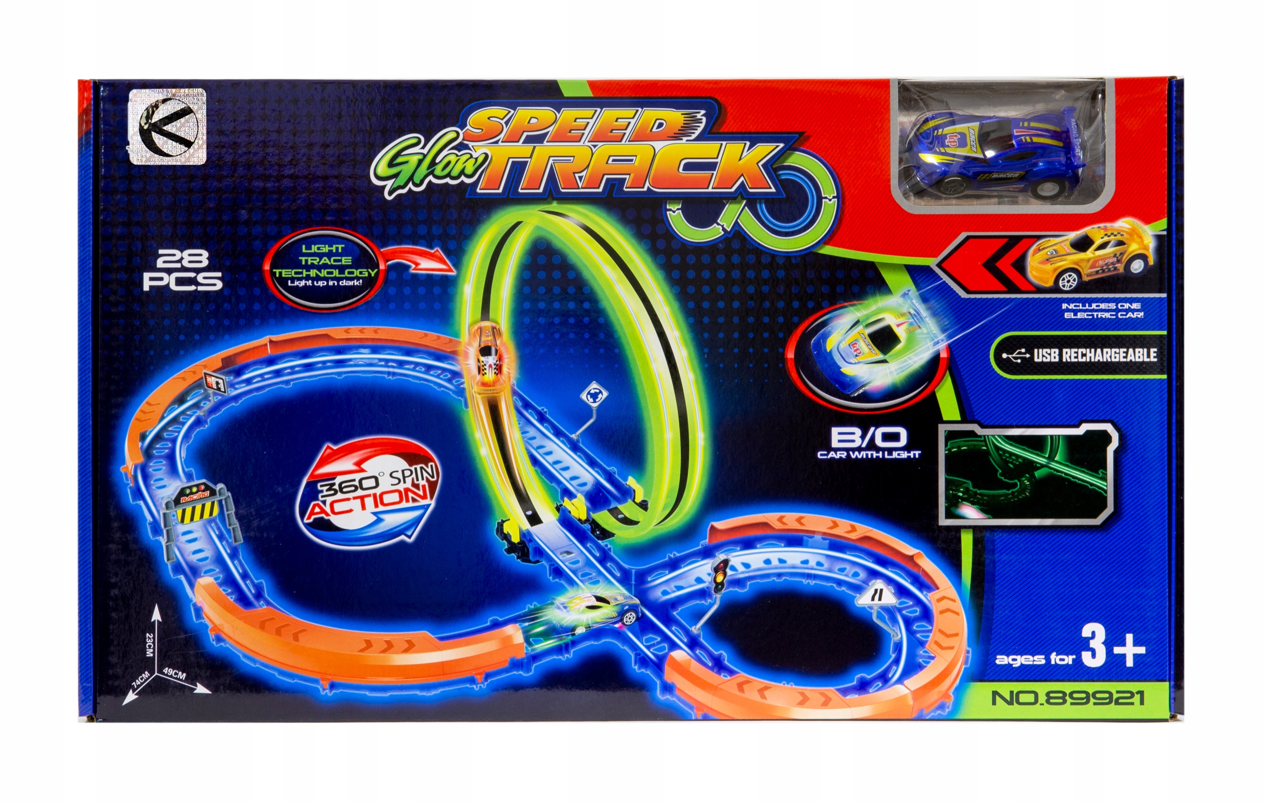 

Tor samochodowy wyścigowy świecący w ciemności