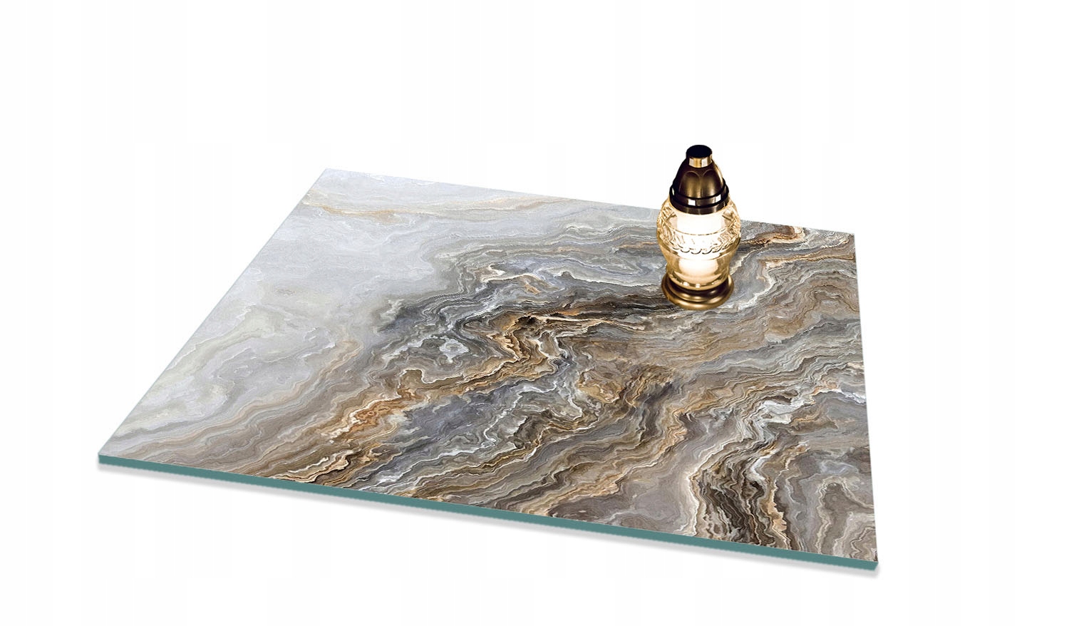 Podstavec pod Znice Tvrzené sklo na hřbitov vzor Mramor 65x60cm