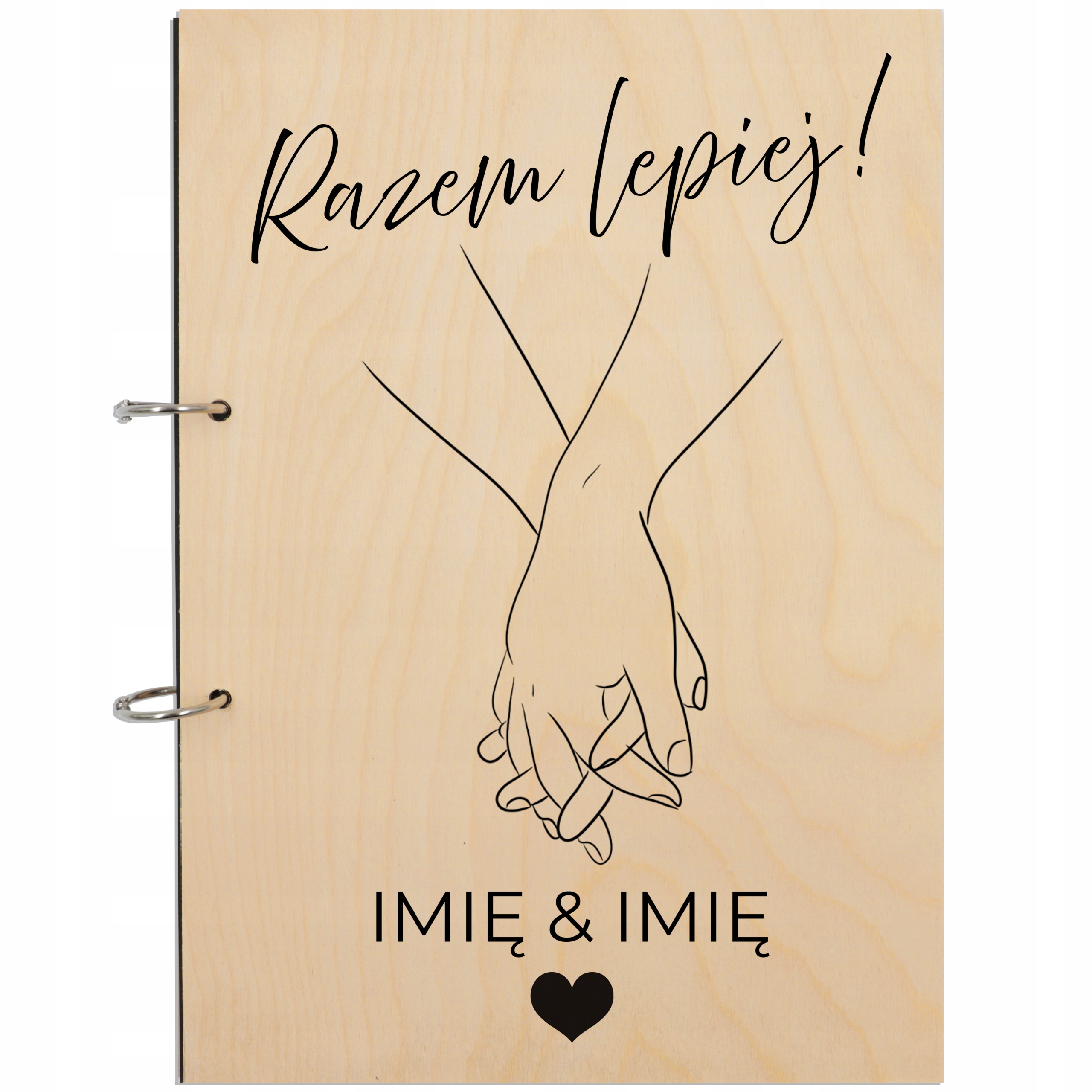 ALBUM DREWNIANY UPOMINEK PREZENT NA WALENTYNKI DLA PARY | RAZEM LEPIEJ IMIĘ
