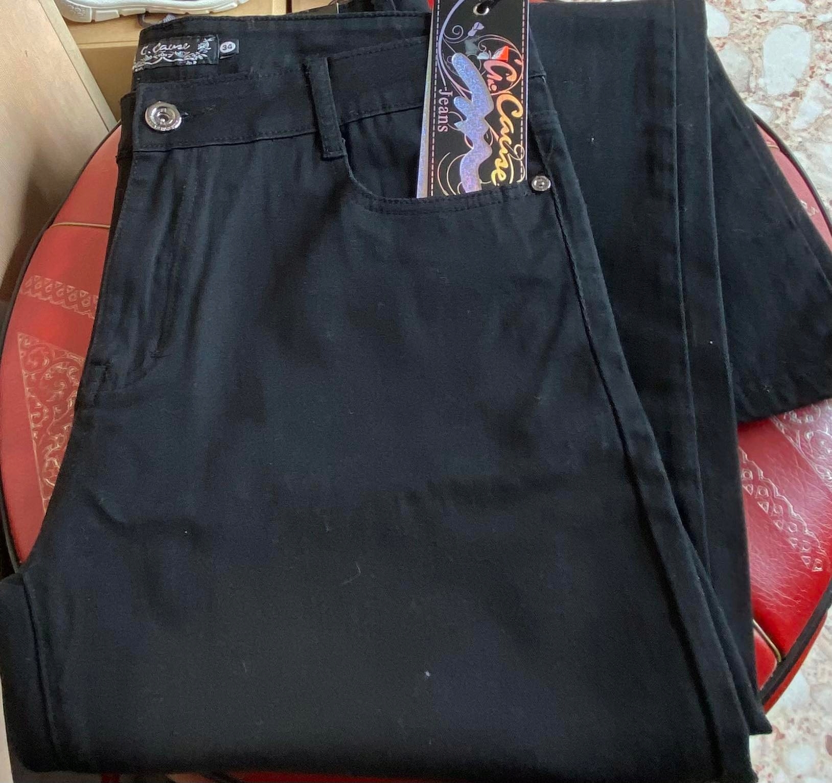 Dámské černé džínové kalhoty, velikost 35 Plus Size