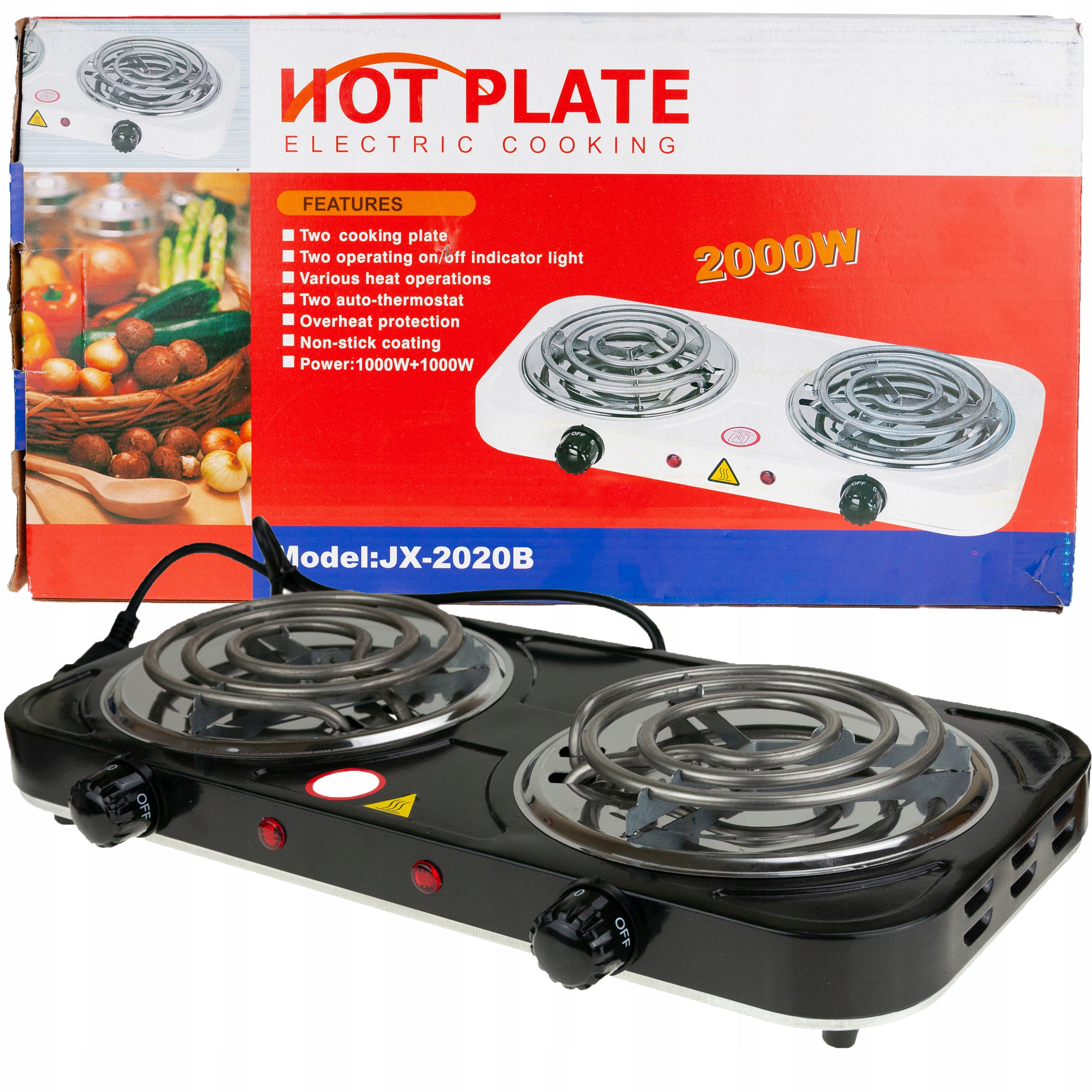 Kuchenka Elektryczna Dwupalnikowa Turystyczna Na Prąd Mocna Przenośna