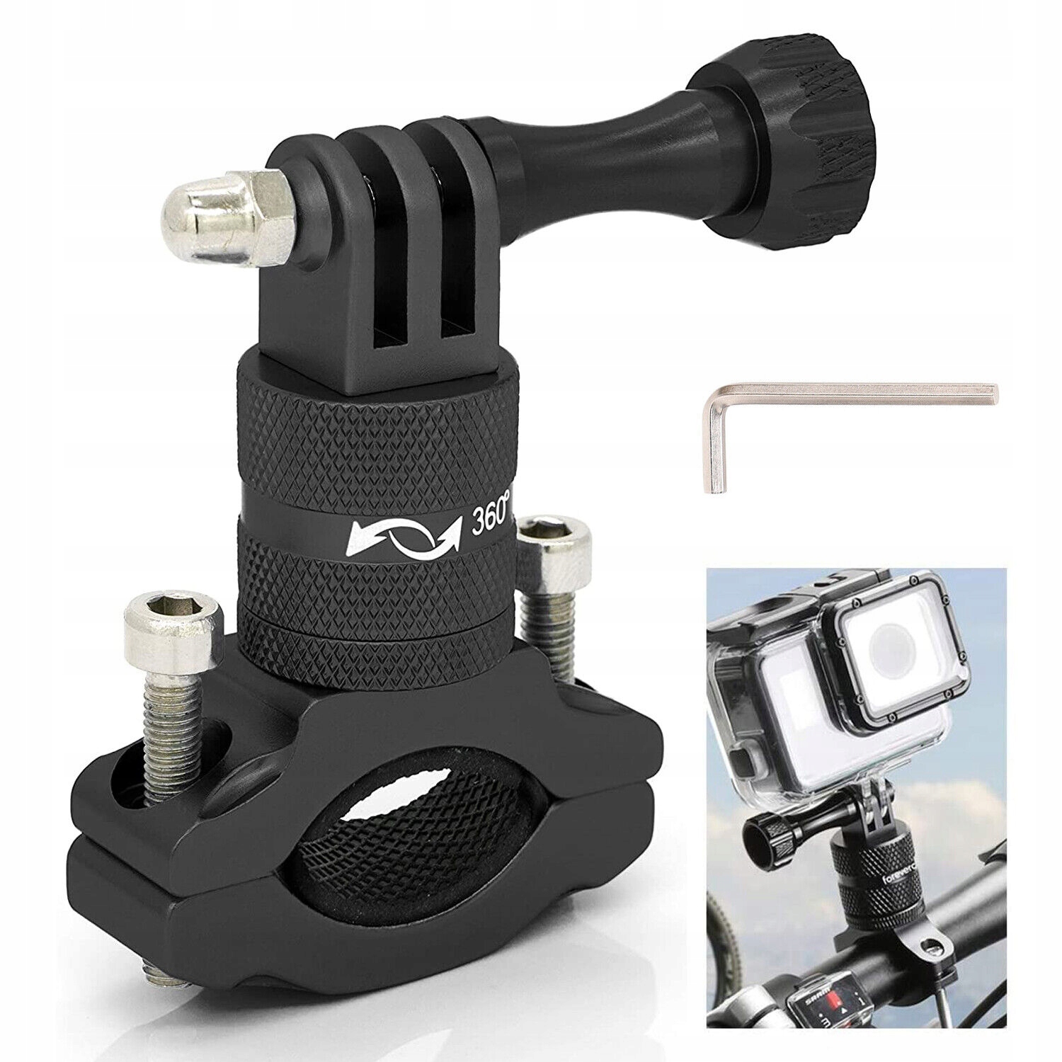 UCHWYT NA KIEROWNICĘ/RURĘ SIODEŁKA, UCHWYT NA AKCESORIA GOPRO DO ROWER