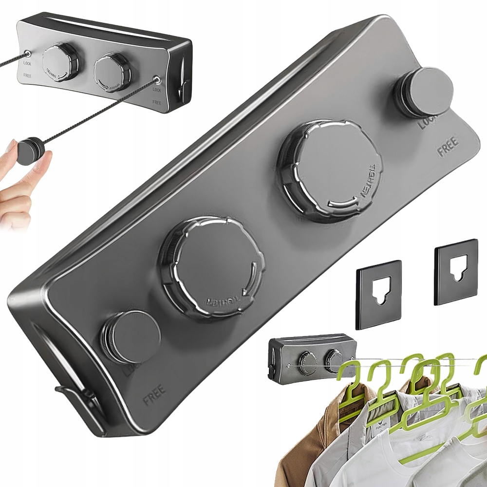 Levně Výklopné Lanko Na Prádlo Srolovatelné Dvojité Lanko Montáž Na Stěnu 5,1 M