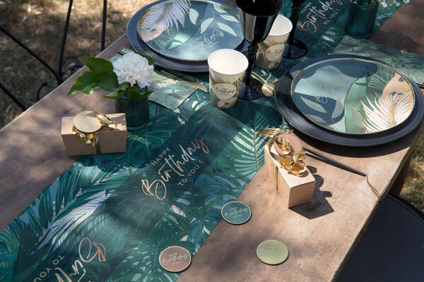 BIEŻNIK ZIELONY DŹUNGLA HAPPY BIRTHDAY TO YOU 28X300 CM URODZINY PARTY Szerokość produktu 28 cm