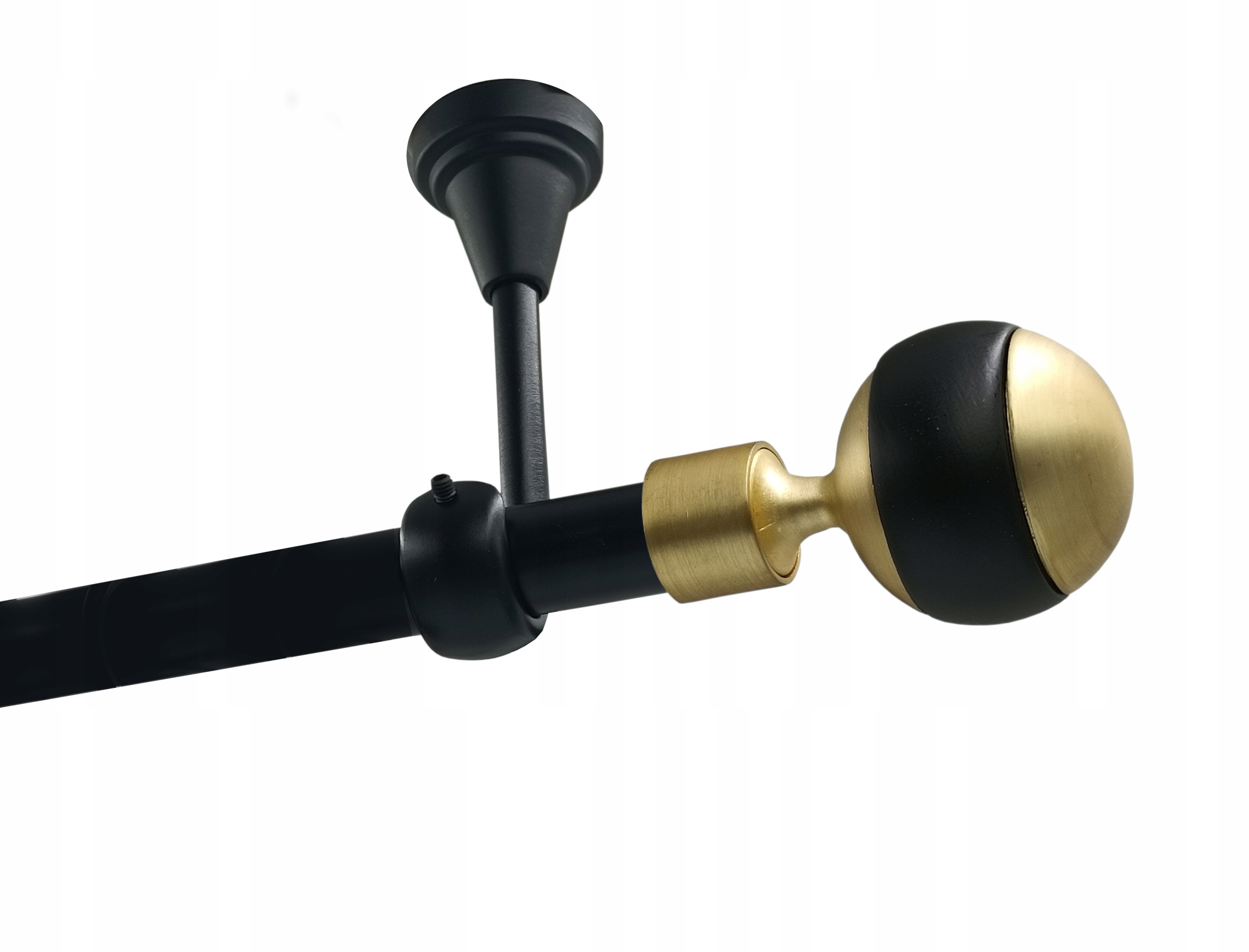 Jednoduchá garnýž Metal Stropní 19mm Černý Mat 400cm Kula Velká Bez Koleček