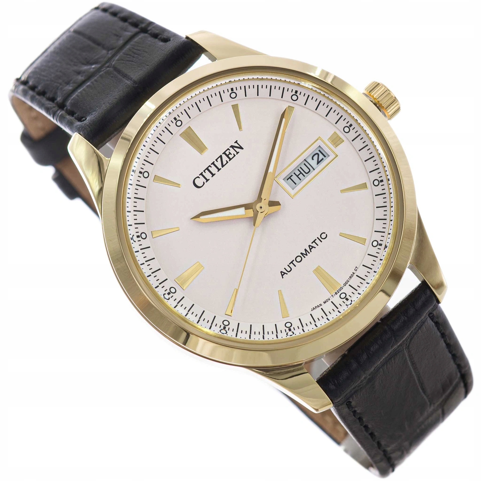 Pánské Hodinky Citizen NY4059-09A Mechanical Day Date Černé S Řemínkem