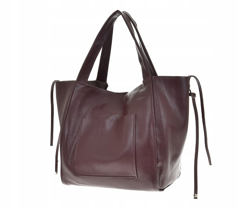 Torba Shopper Isabel Skóra Naturalna Burgund Bordo