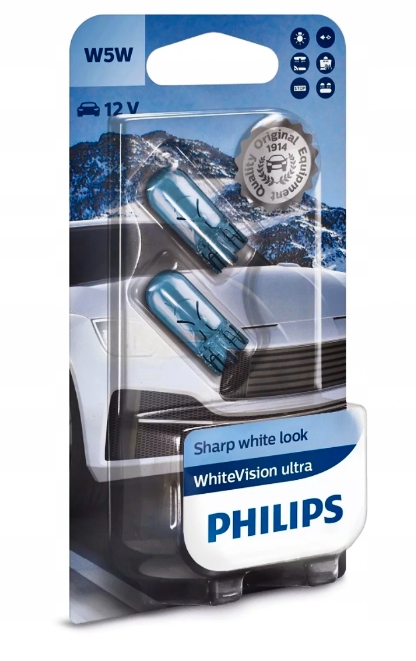ŻARÓWKI PHILIPS W5W 12V 5W WHITE VISION ULTRA POSTOJÓWKI POSTOJOWE