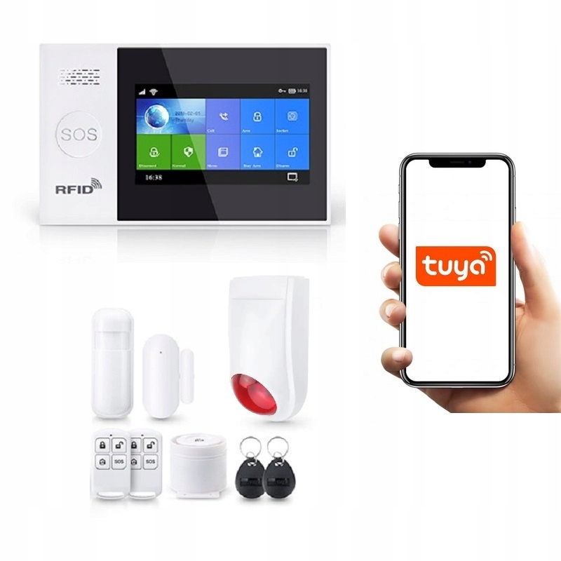 Bezdrôtový Alarm LCD 4.3" Gsm WiFi Sms Tuya Smart V Poľštine Siréna