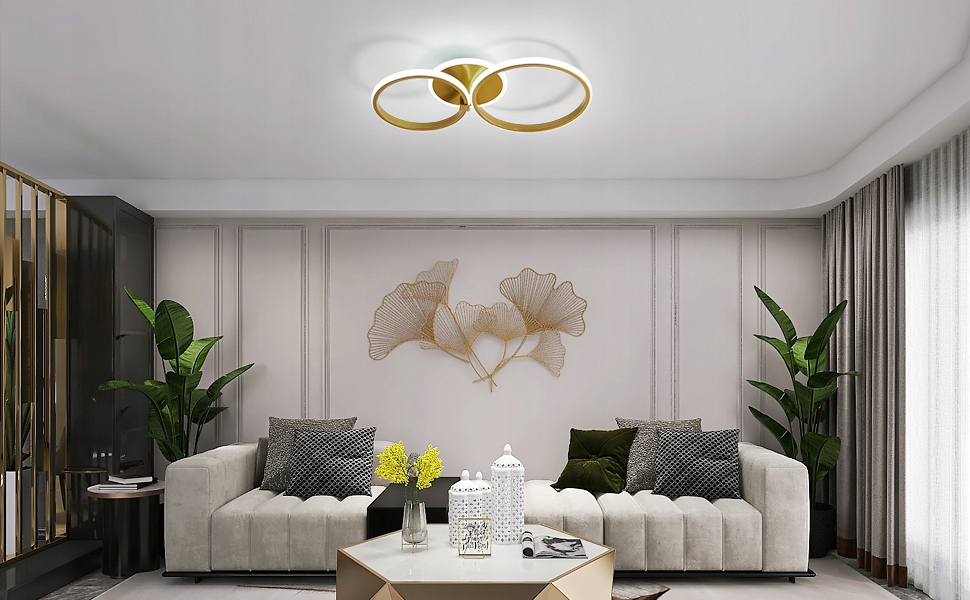 LAMPA SUFITOWA LED PLAFON ŻYRANDOL ZŁOTA 6000K 42W Głębokość produktu 9.5 cm