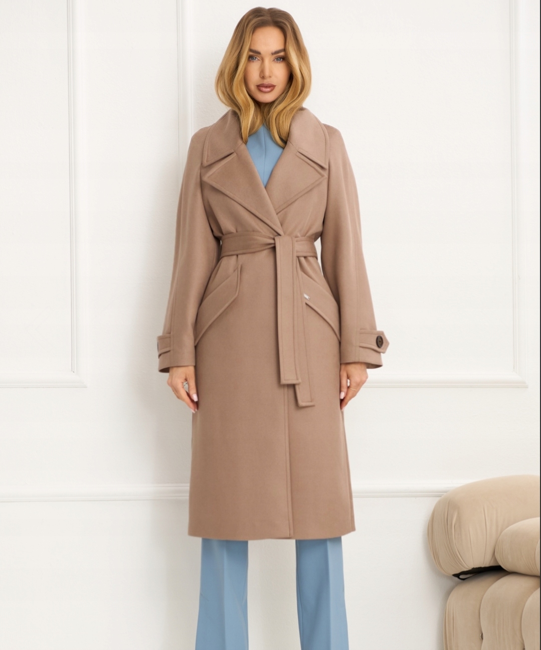 Zartex dámský trenčkotový kabát bez kapuce Tessa cappucino SS26 velikost 36