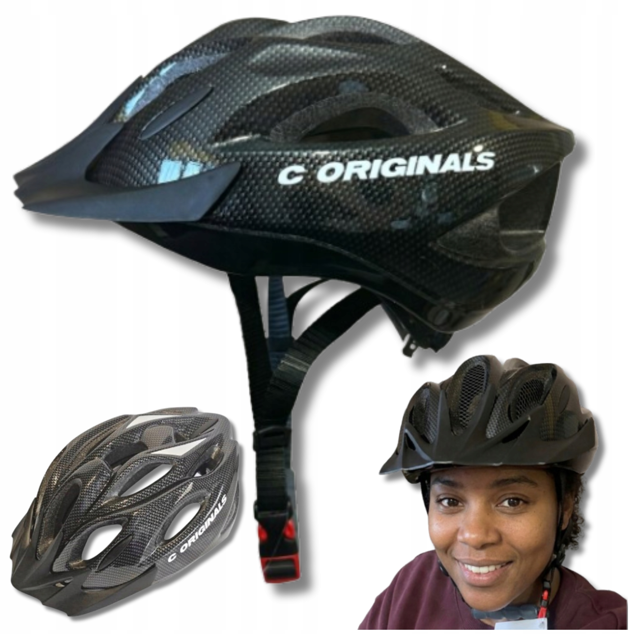 Cyklistická přilba Karbon Černá 55-61 cm Mtb Silniční Lehký Carbon