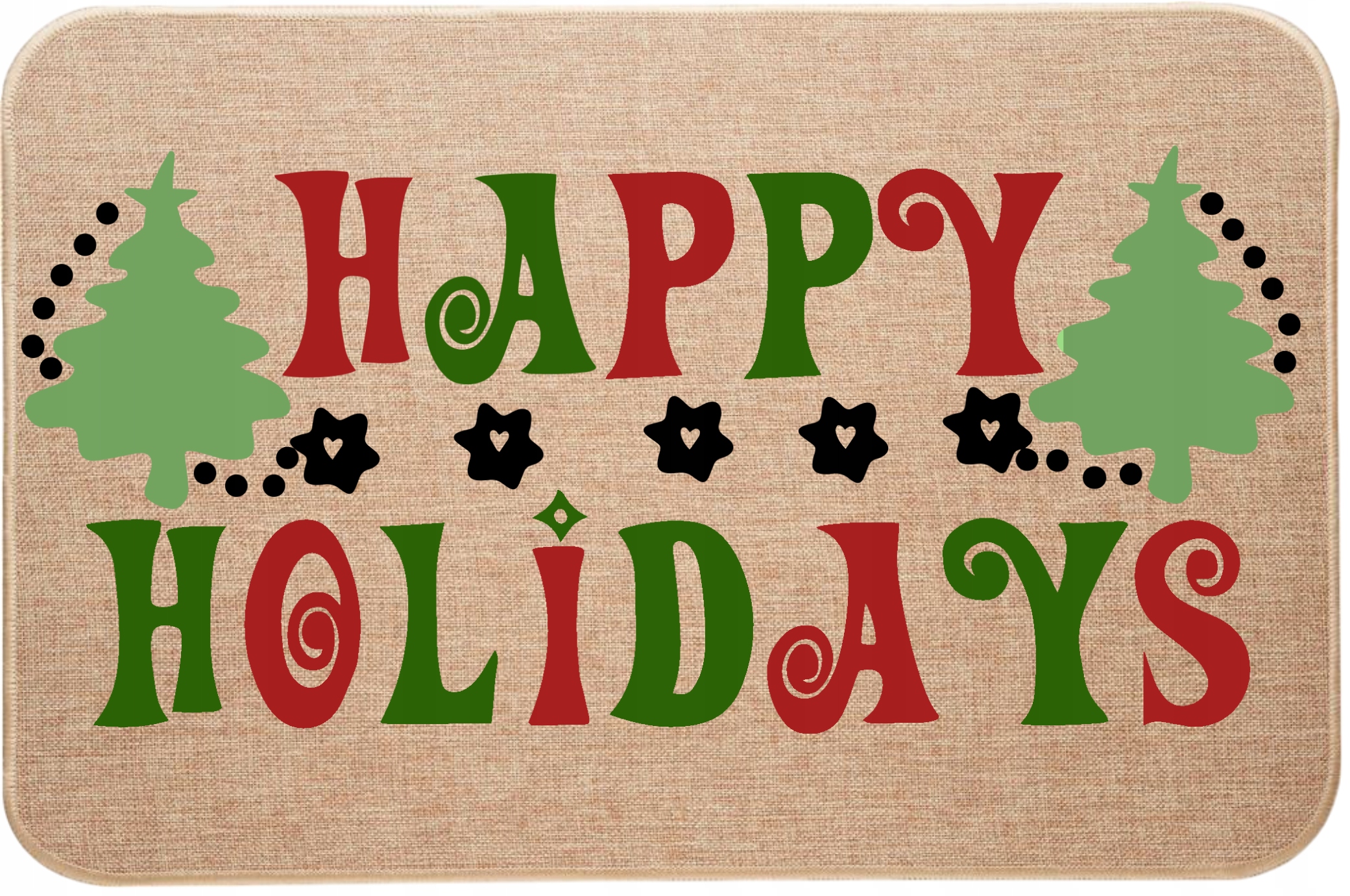 Lněná rohožka pod dveře Happy Holidays Veselé Vánoce