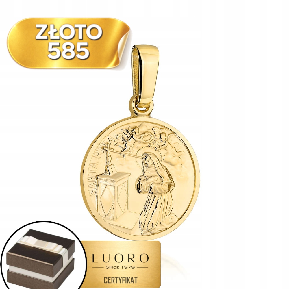 Zlatý Medailon 585 14K Svatá Rita Klasický 22 MM Dárek