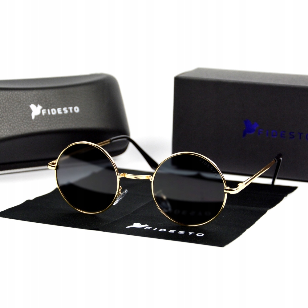 OKULARY PRZECIWSŁONECZNE POLARYZACJA OKRĄGŁE, LENONKI, ETUI