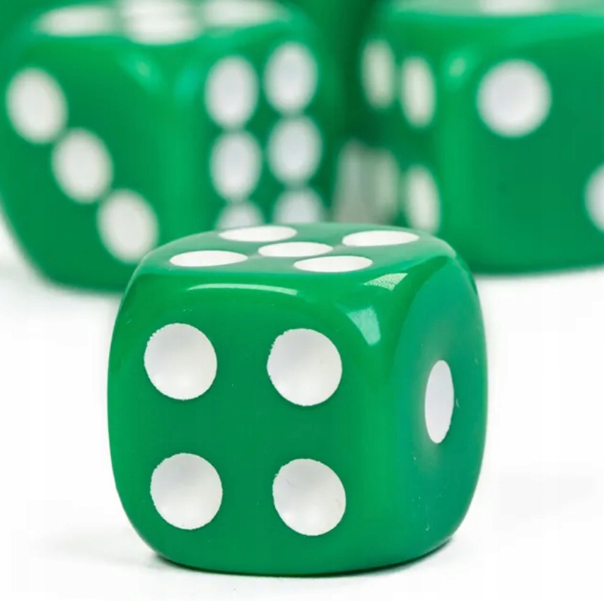 Kość 1szt D6 K6 Zielona Dice Green Classic Rpg D&D Mtg Gry Planszowe Board