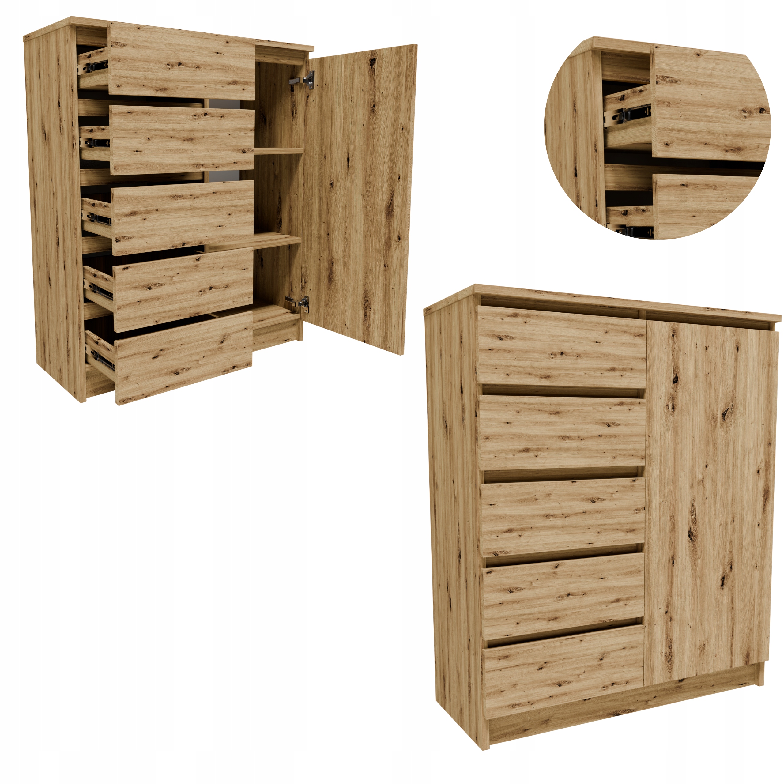 Komoda K801D5SZART artisan vysoká skříňka zásuvky regál na oblečení hračky