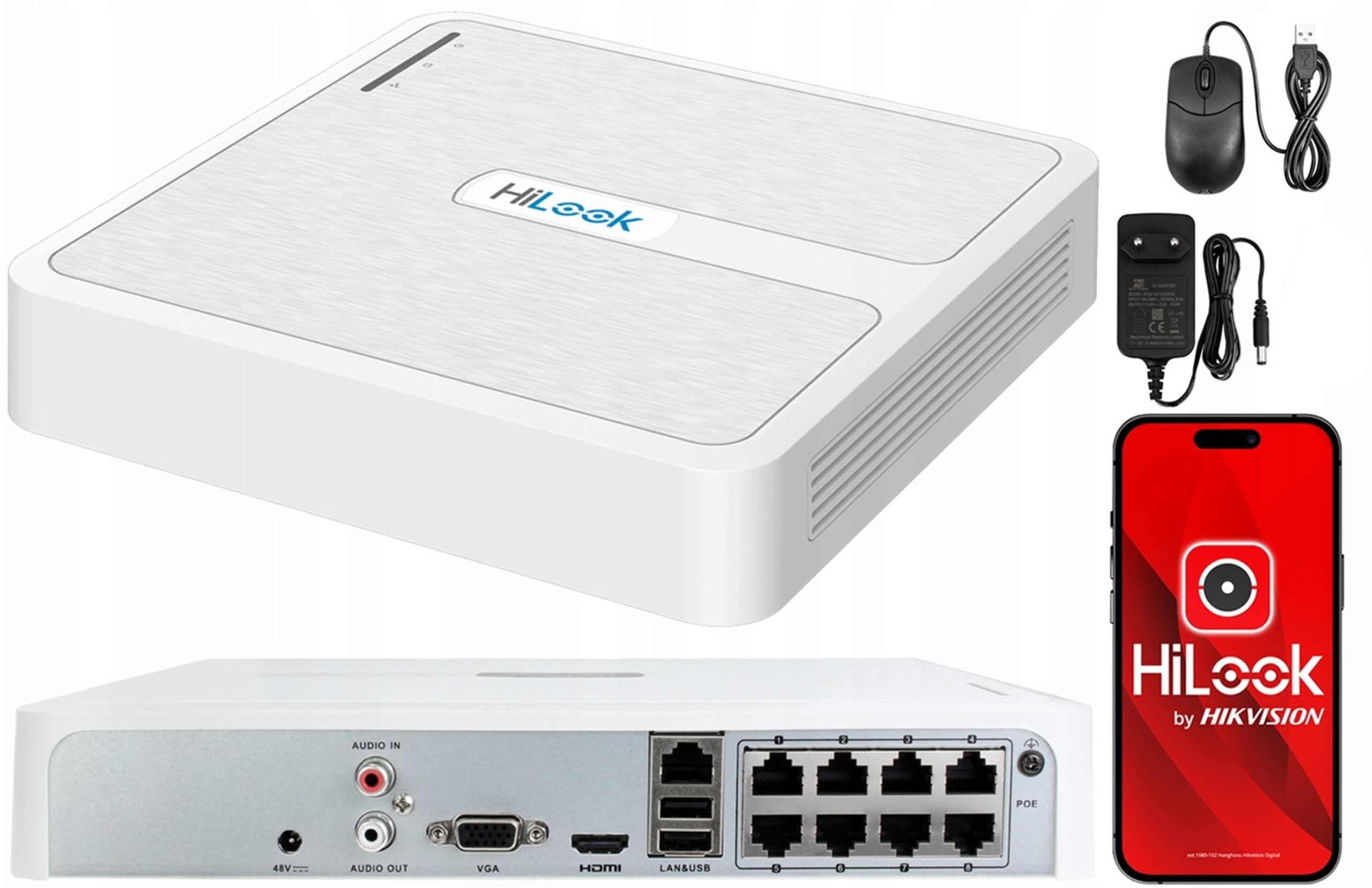 Ip rekordér 8 kanálů 8x PoE až 6Mpx HiLook By Hikvision