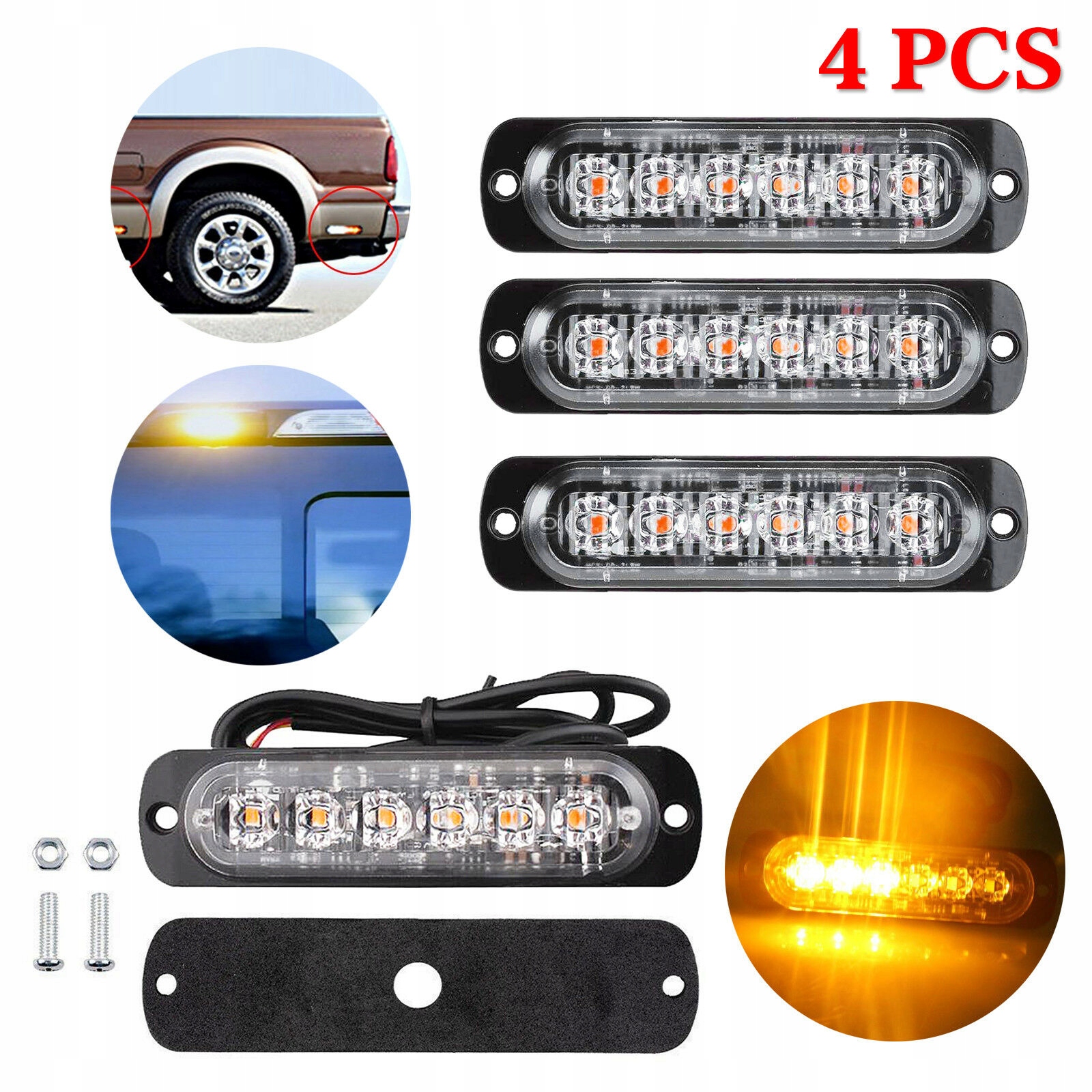 12-24v OBRYSÓWKA POMARAŃCZOWA STROBOSKOP LAWETA TIR 6 LED Typ samochodu 4x4/SUV Samochody ciężarowe Samochody dostawcze Samochody kempingowe Samochody osobowe