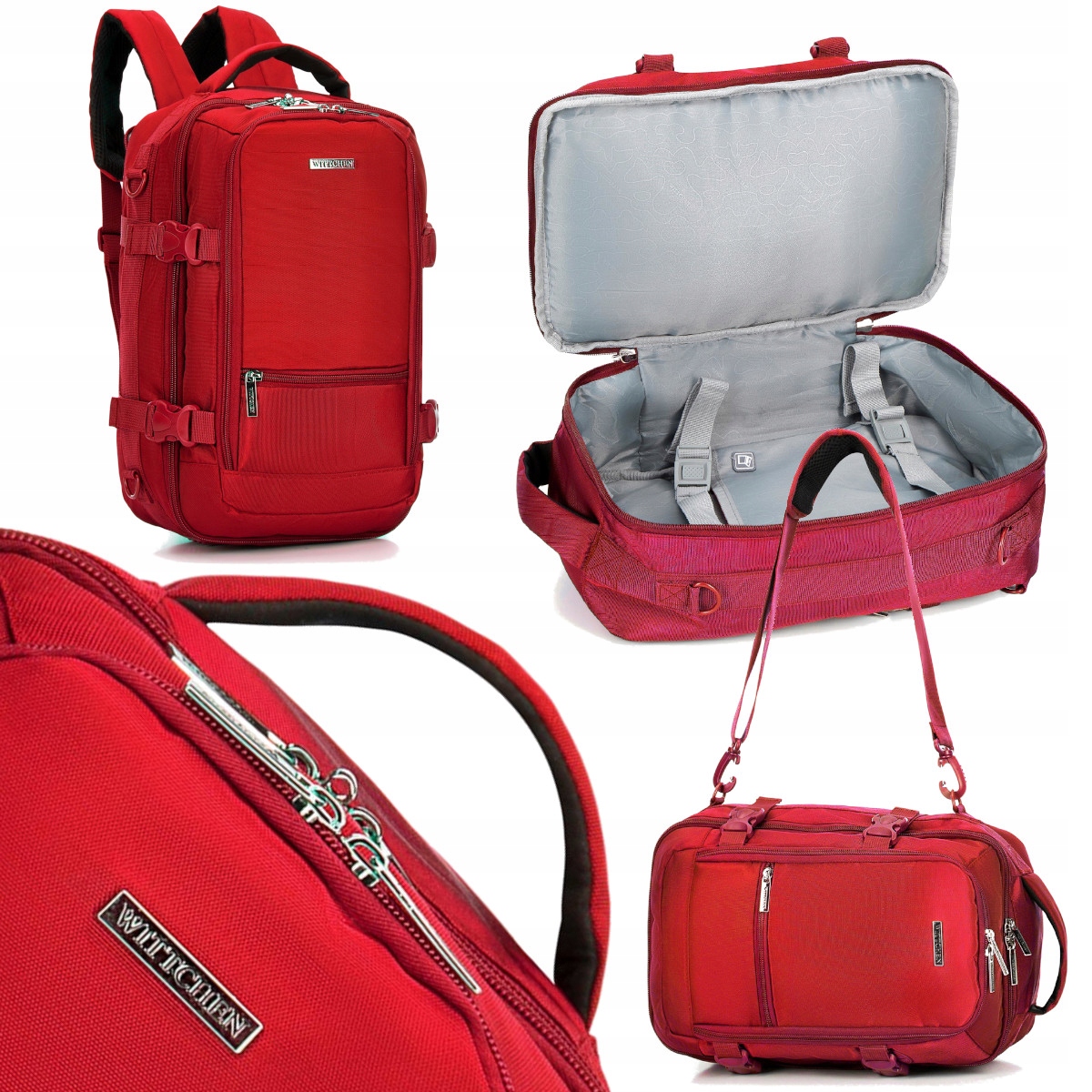 Plecak do samolotu bagaż podręczny Wittchen 29-3P-000-36 bordowy 2w1