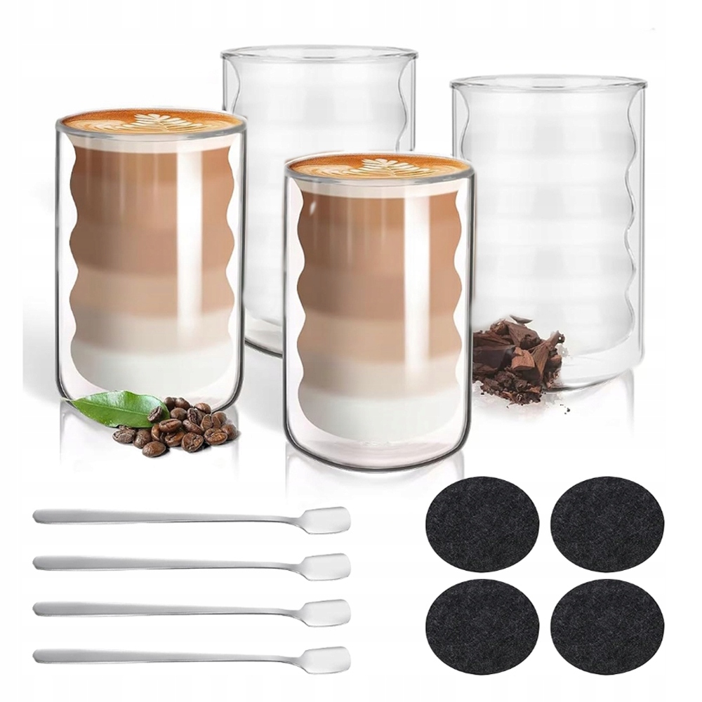 Szklanki termiczne zestaw do kawy Latte Cappuccino i Espresso 4 sztuk