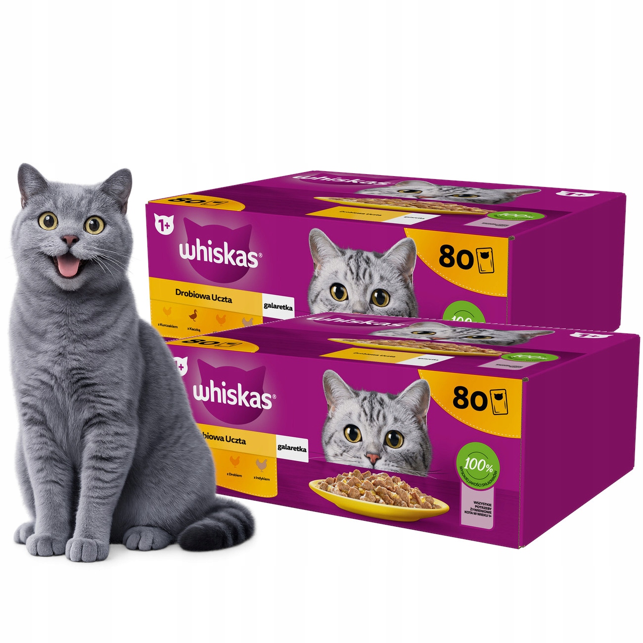 Levně Mokré Krmivo pro kočky Whiskas Drůbež v omáčce Želé Mix 160x85g
