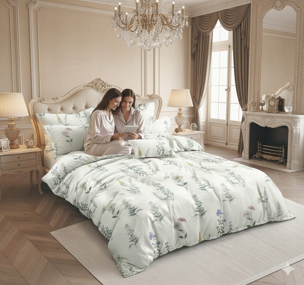 3dílná sada povlečení na peřinu Athena Botanical 100% bavlna do ložnice 160x200 cm